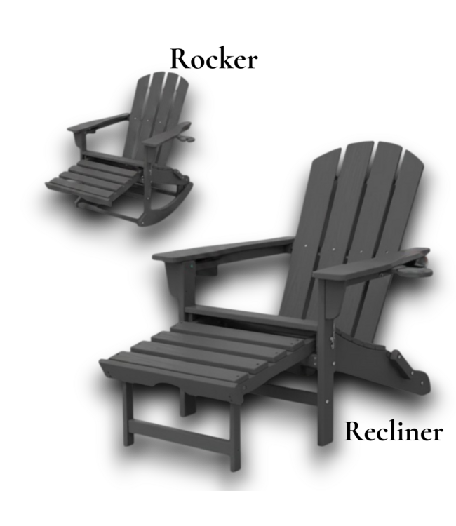 56418 Lead Gray Adirondack Chairs & Table 3-pcs