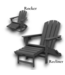 56418 Lead Gray Adirondack Chairs & Table 3-pcs