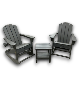 Bud's Warehouse 56418 Lead Gray Adirondack Chairs & Table 3-pcs