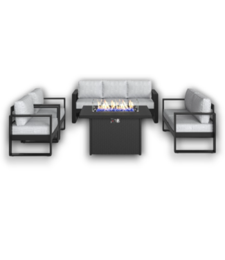 Bud's Warehouse 56419 Gray Outdoor Patio Set W/fireplace 5-pcs