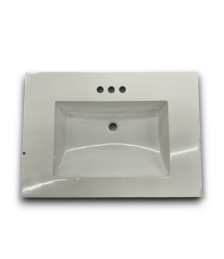 Bud's Warehouse 56403 White Cultured Marble Bathroom Vanity Sink Top