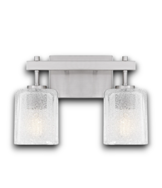 Bud's Warehouse 56425 Brushed Nickel 2-light Vanity Light Seeded Glass