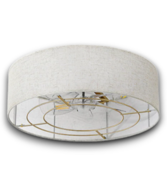 Bud's Warehouse 56427 Boho Fabric & Gold Caged Ceiling Fan 4-light
