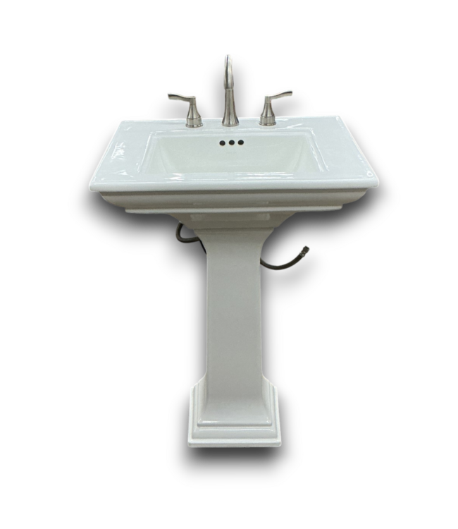 56436 White Rectangle Pedestal Sink W/faucet 24.75"