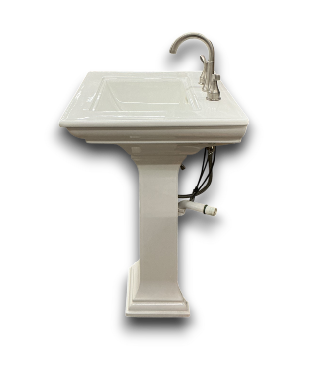 56436 White Rectangle Pedestal Sink W/faucet 24.75"