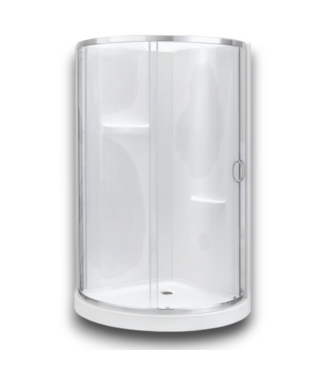 Bud's Warehouse 56525 3-piece Satin Nickel Round Shower Door Wall And Base Set