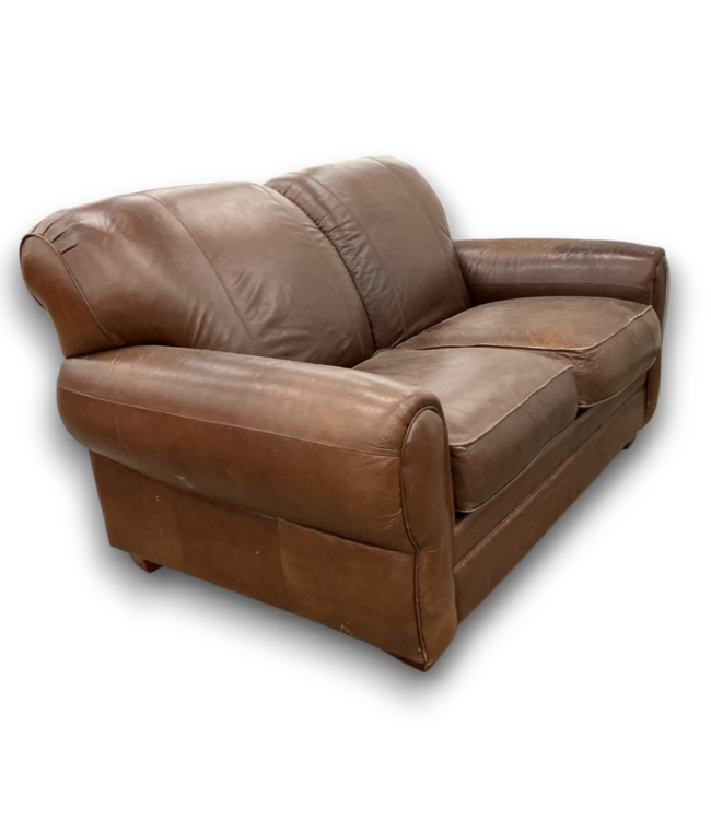 56527 Brown Leather Loveseat