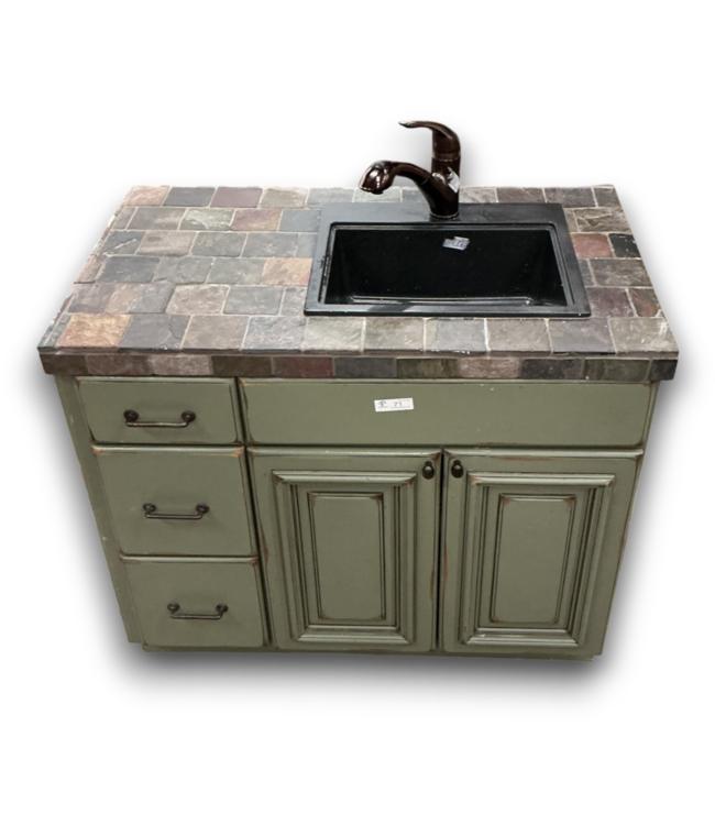 56528 Sage Green Vanity W/brick Top 42.5"w