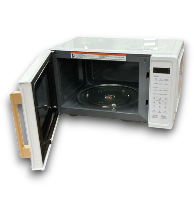 56542 White & Gold Countertop Microwave