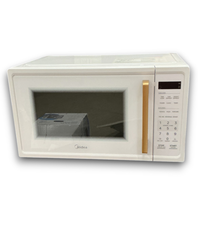 56542 White & Gold Countertop Microwave