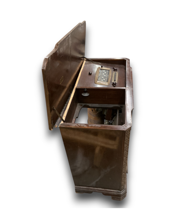 56516 Vintage Wooden Console Radio Cabinet
