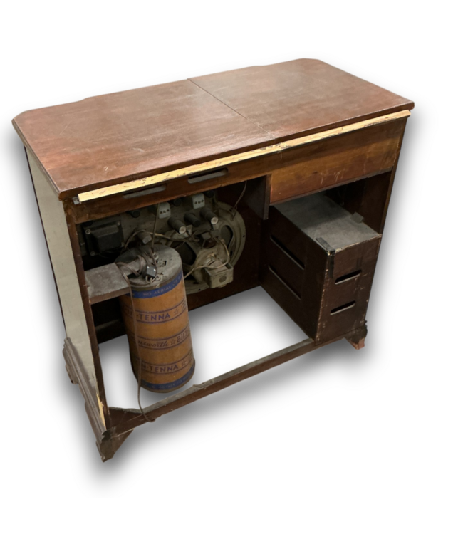 56516 Vintage Wooden Console Radio Cabinet