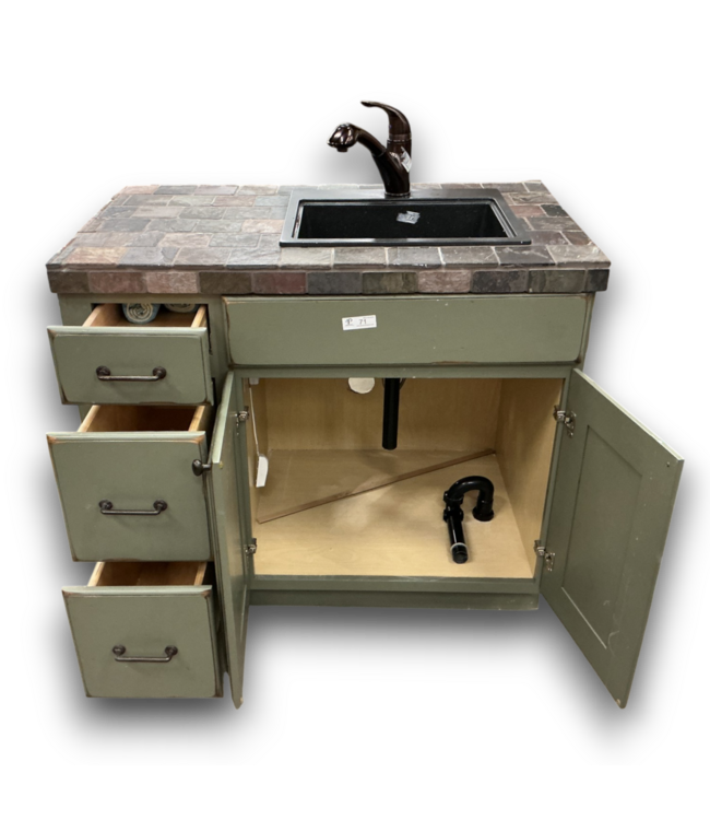 56528 Sage Green Vanity W/brick Top 42.5"w