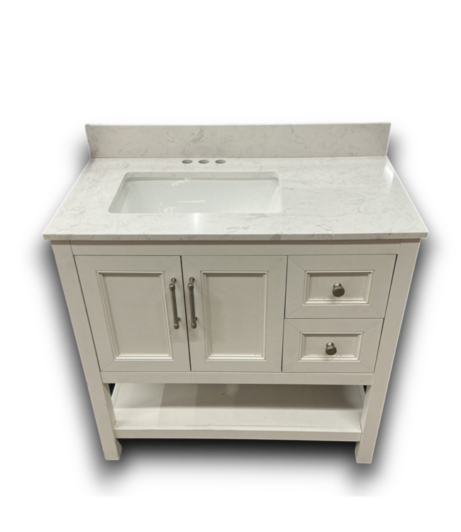 56548 White Bathroom Vanity W/stone Top 36"