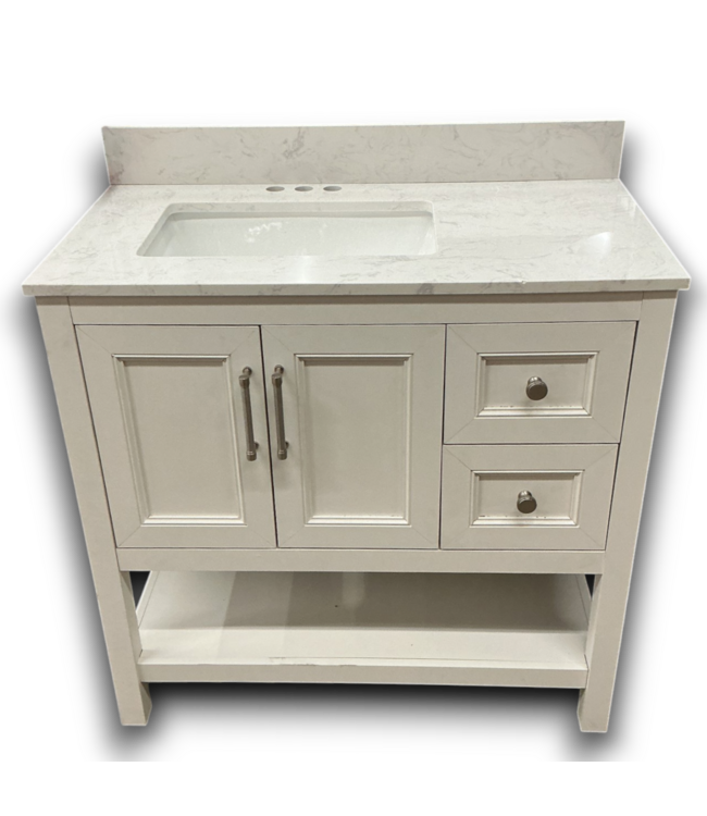 56548 White Bathroom Vanity W/stone Top 36"