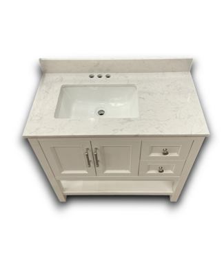 Bud's Warehouse 56548 White Bathroom Vanity W/stone Top 36"