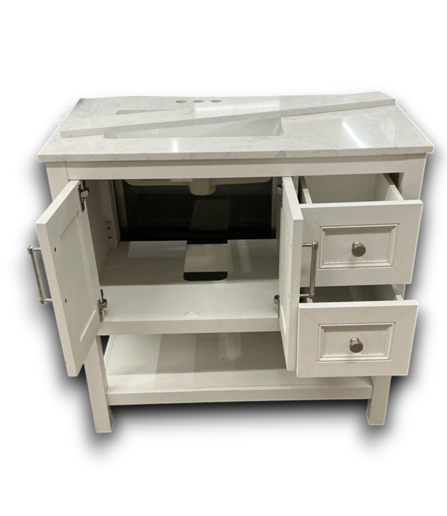 56548 White Bathroom Vanity W/stone Top 36"
