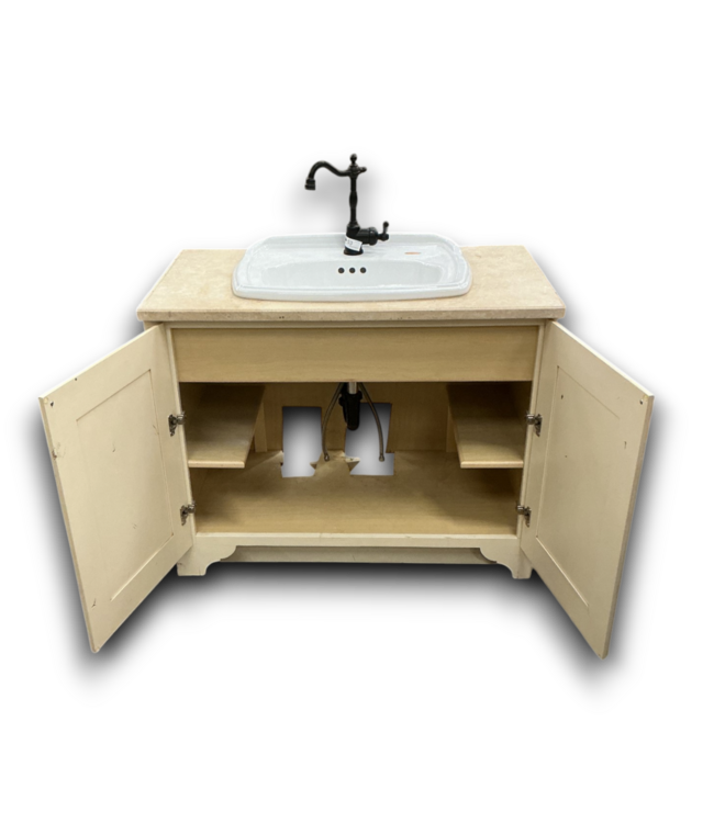 56568 39 X 31 Cream Distressed Look Bath Vanity