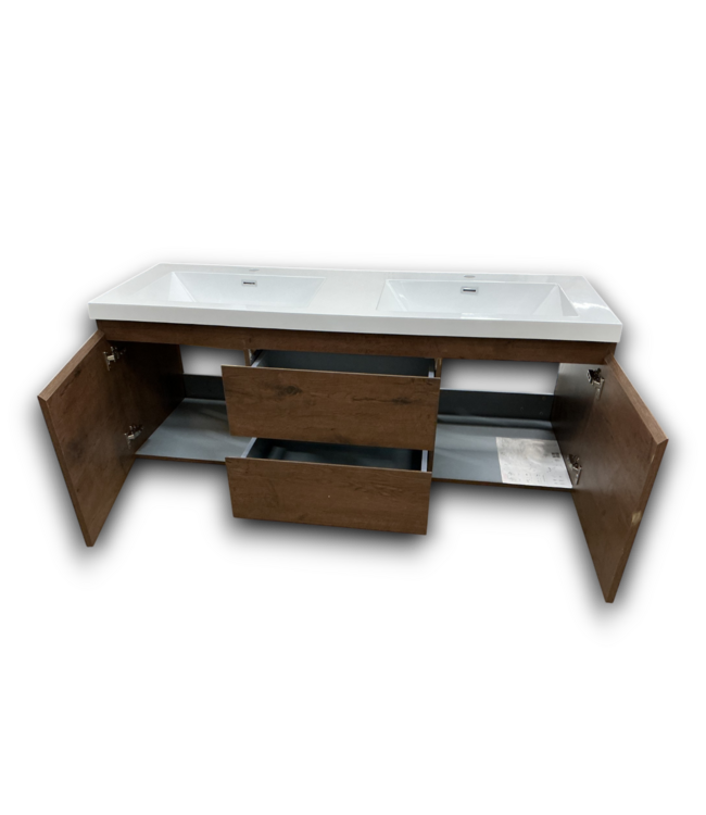 56575 Rosewood Floating Vanity W/acrylic Top 59"