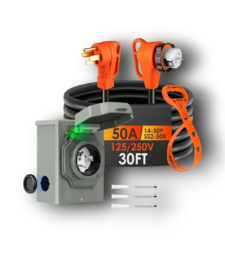 Bud's Warehouse 56651 Generator Cord Kit Nema 14 50p To Ss2 50r Extension Cord With Power Inlet Box