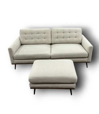Bud's Warehouse 56669 Cream Upholstered Sofa & Ottoman