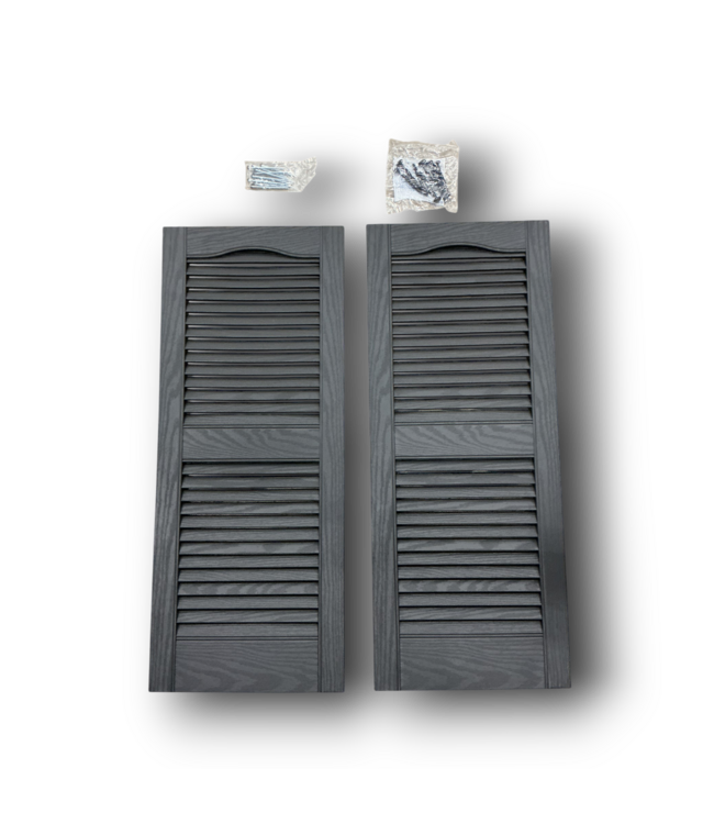 56678 Black Louvered Exterior Shutters (1-pack)