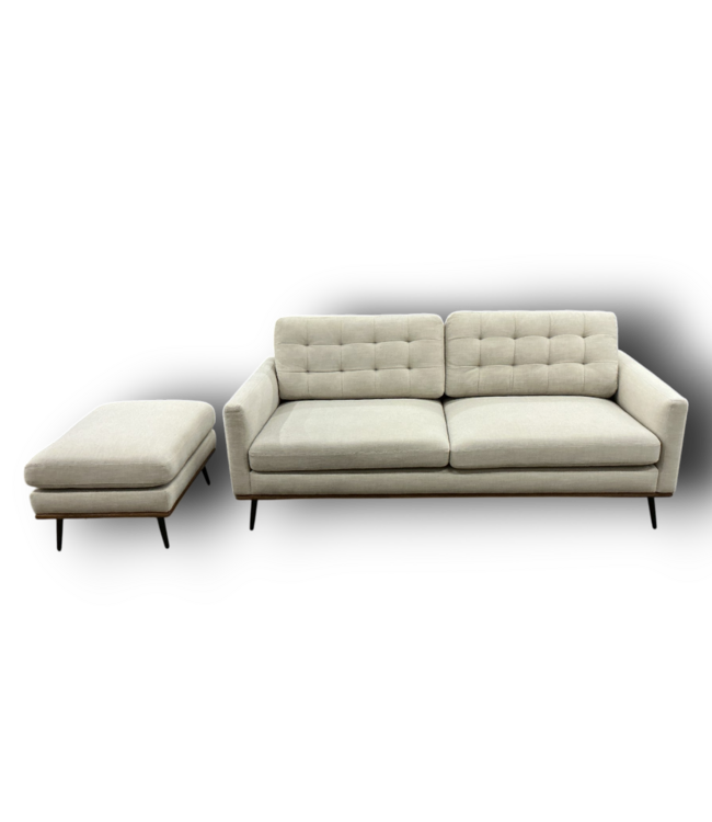 56669 Cream Upholstered Sofa & Ottoman