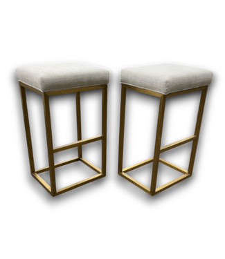 Bud's Warehouse 56701 Gold Metal Bar & Counter Stool With Fabric Seat Set Of 2