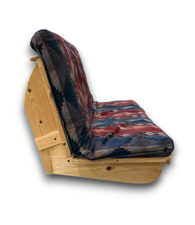 56706 Wooden Frame Futon With Southwestern-style Pattern Mattress Cover