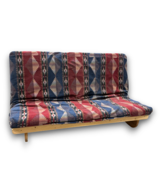 Bud's Warehouse 56706 Wooden Frame Futon With Southwestern-style Pattern Mattress Cover