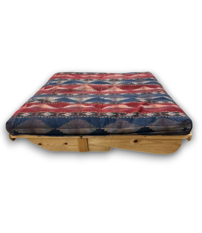56706 Wooden Frame Futon With Southwestern-style Pattern Mattress Cover