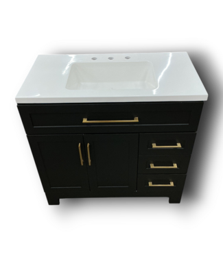 Bud's Warehouse 56717 Black Bathroom Vanity 36"