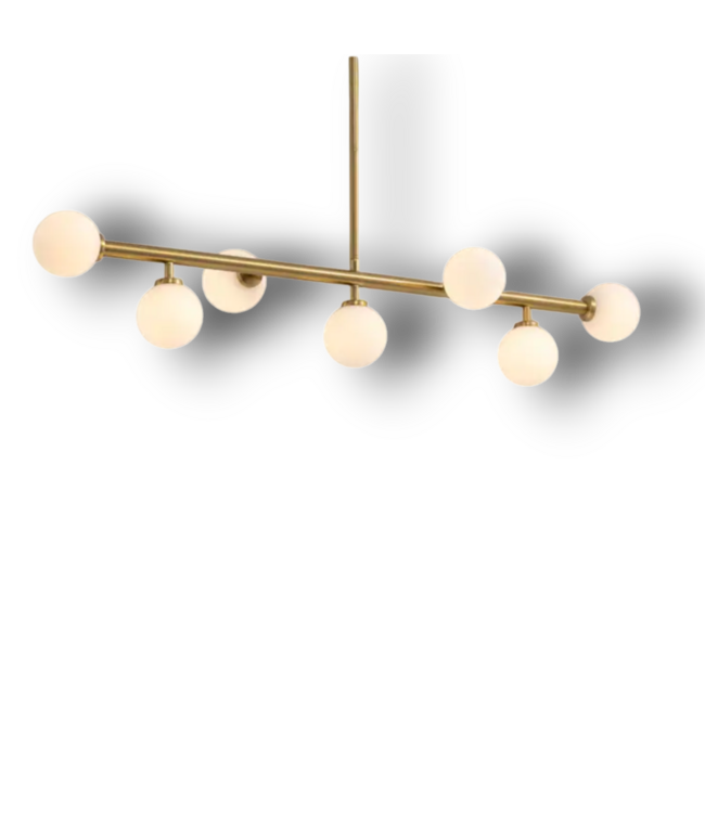 56756 7 Light Frosted White Chandelier Golden Starburst Pendant Light