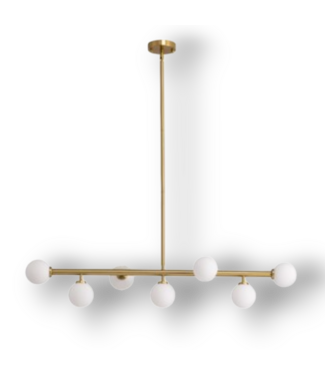 Bud's Warehouse 56756 7 Light Frosted White Chandelier Golden Starburst Pendant Light