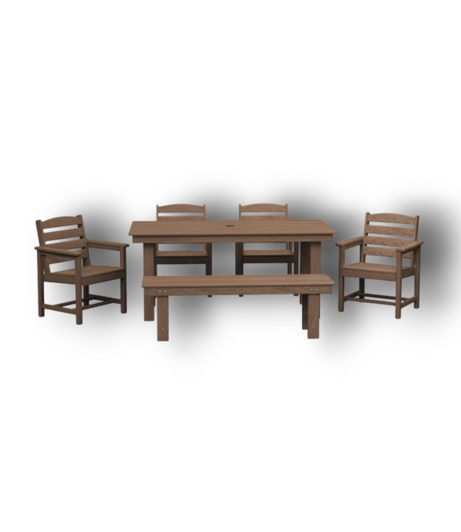 56750 Outdoor Brown 6-piece Hdpe Patio Dining Set