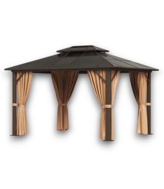 Bud's Warehouse 56843 Hardtop Roof Aluminum Gazebo Screen Included. 12 X 10