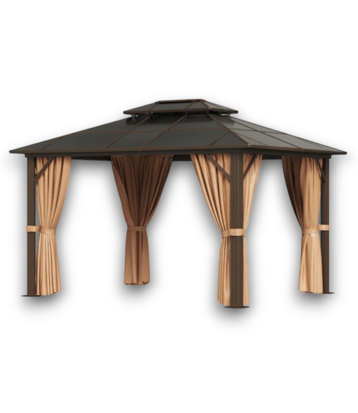 Bud's Warehouse 56843 Hardtop Roof Aluminum Gazebo Screen Included. 12 X 10