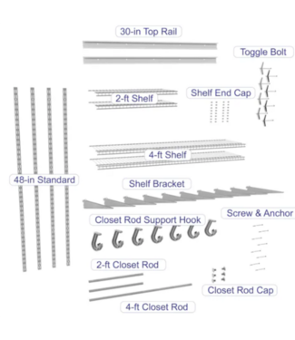 Bud's Warehouse 56855 White Adjustable Wire Shelving Kit Closet