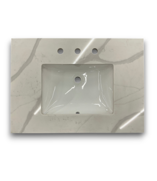 Bud's Warehouse 56862 Calacotta White Quartz Undermount Bathroom Vanity Top