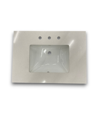 Bud's Warehouse 56865 Meridian White Engineered Marble Undermount Bathroom Vanity Top