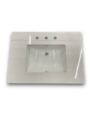 Bud's Warehouse 56867 Engineered Stone White Marble Undermount Bathroom Vanity Top