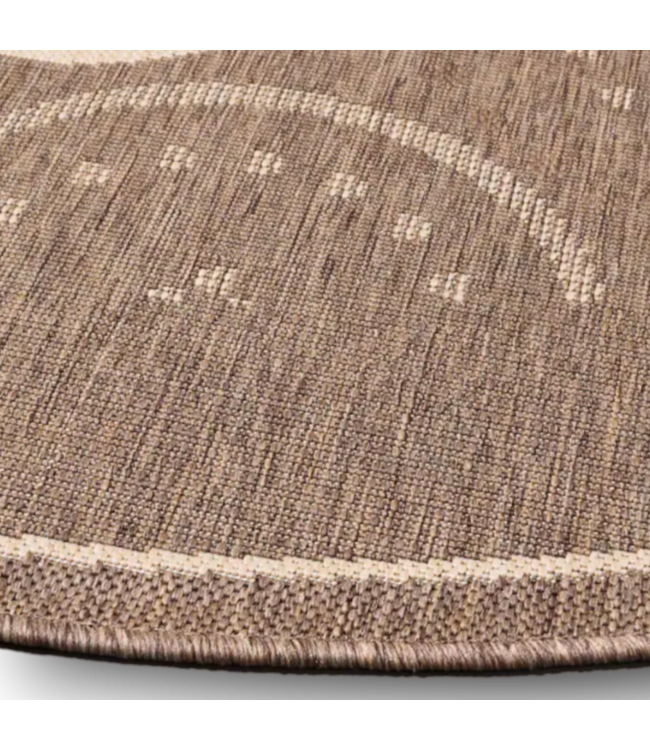 56869 Courtyard 1906 Brown/nat Round Area Rug