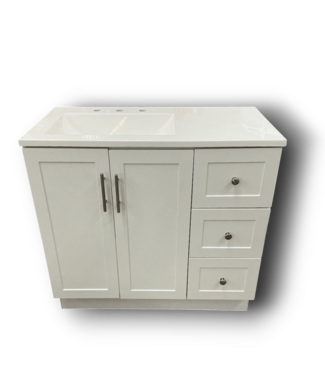 Bud's Warehouse 56908 Davies True White Bathroom Vanity With Top