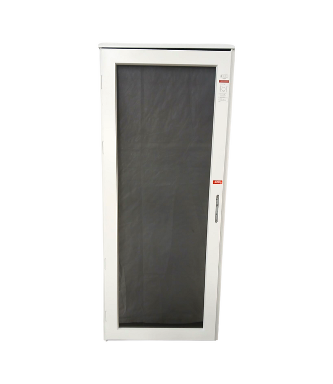 56943 Larson Platinum White Linen Aluminum Security Door 32"W