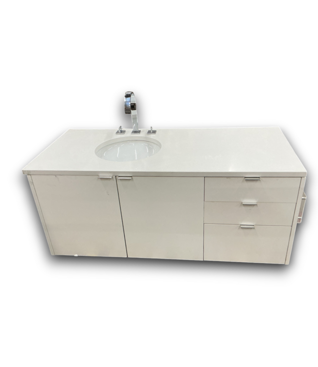 56953 Bright White Floating Single Sink Vanity 55"