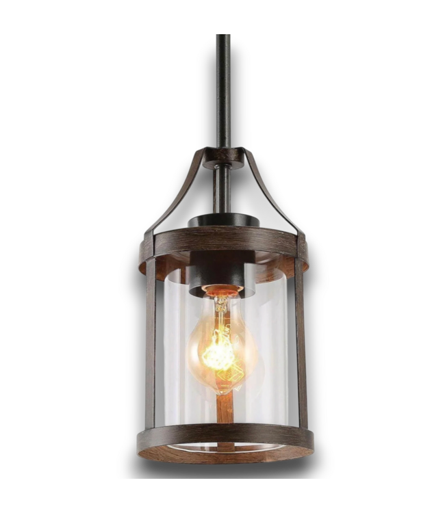 56966 Storin 1-light Wood Glass Pendant Light