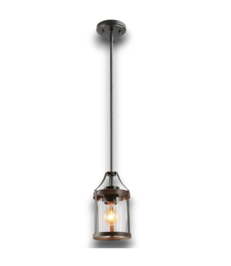 Bud's Warehouse 56966 Storin 1-light Wood Glass Pendant Light