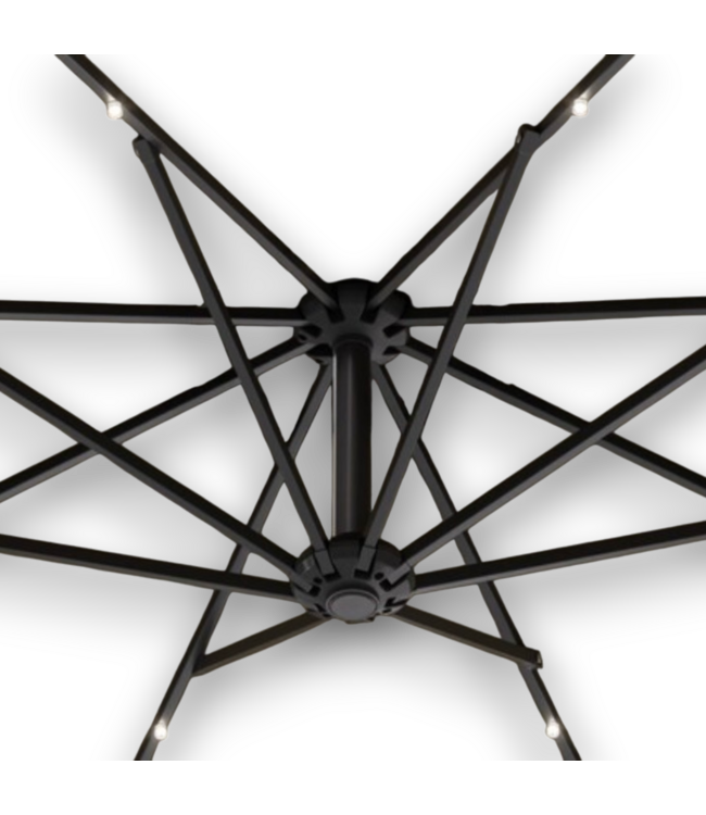56954 10' Led Solar Cantilever Market Patio Umbrella