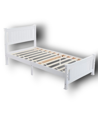 Bud's Warehouse 56988 White Twin Bed Frame Solid Wood Platform With Headboard
