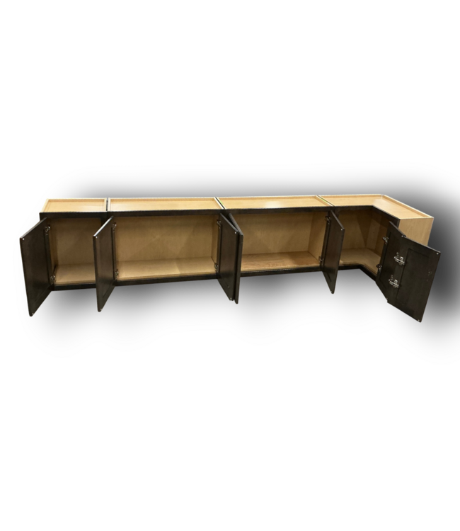 56981 Slate Brown Raised Panel 4 Piece Upper Cabinet Set